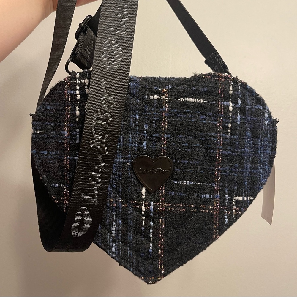 Betsey Johnson Black and Blue Heart Crossbody Bag